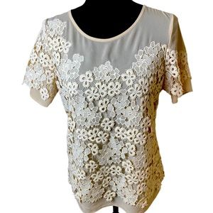 Sundance Cream Lace Shirt Sleeve Top